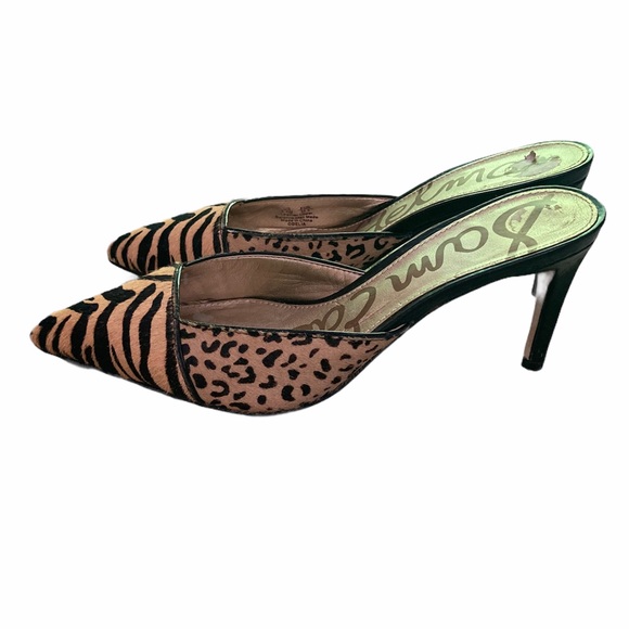 Sam Edelman Odelia Animal Leopard Mules Heels - Picture 4 of 14